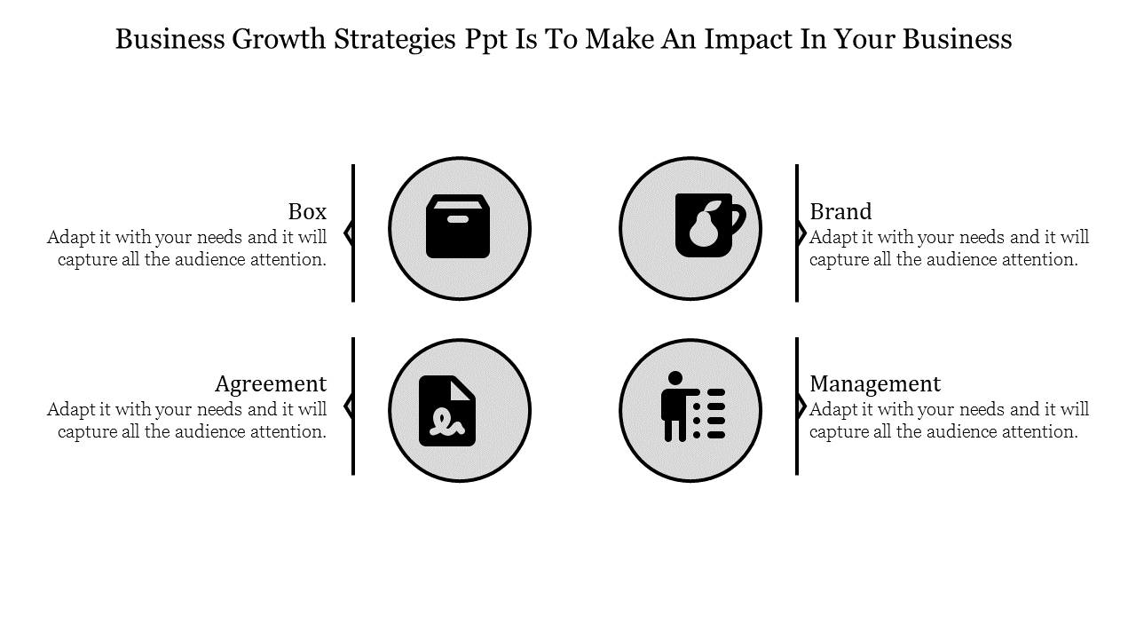 Simple Business Growth Strategies PPT Template - Four Nodes